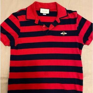Gucci Red and Black Striped Polo Shirt